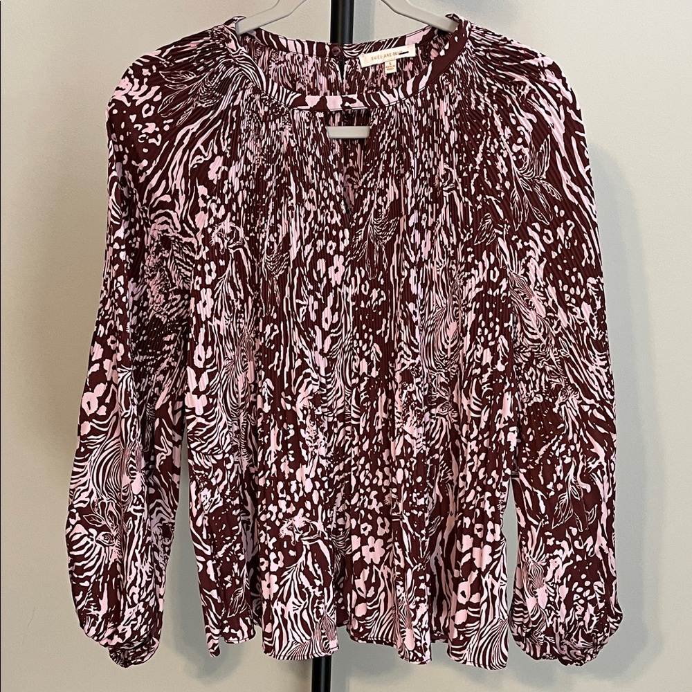 3 for $30 Sale! NWT Skies Are Blue Floral Blouse Zebra Floral Pink Brown Small